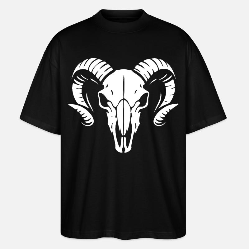 Widderkopf Schädel mit Hörnern - Rammbock - Stanley/Stella Oversized Unisex Bio T-Shirt Blaster 2.0 - Schwarz