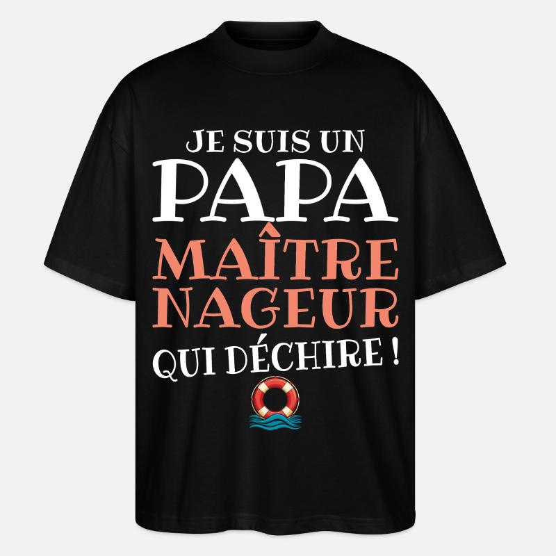 MNS Papa Rettungsschwimmer, der reißt - Stanley/Stella Oversized Unisex Bio T-Shirt Blaster 2.0 - Schwarz
