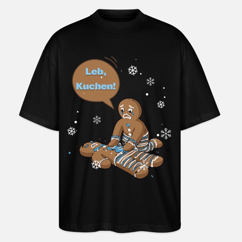 Leb, Kuchen! Winter Gingerbread Duo - Stanley/Stella Oversized Unisex Bio T-Shirt Blaster 2.0 - Schwarz