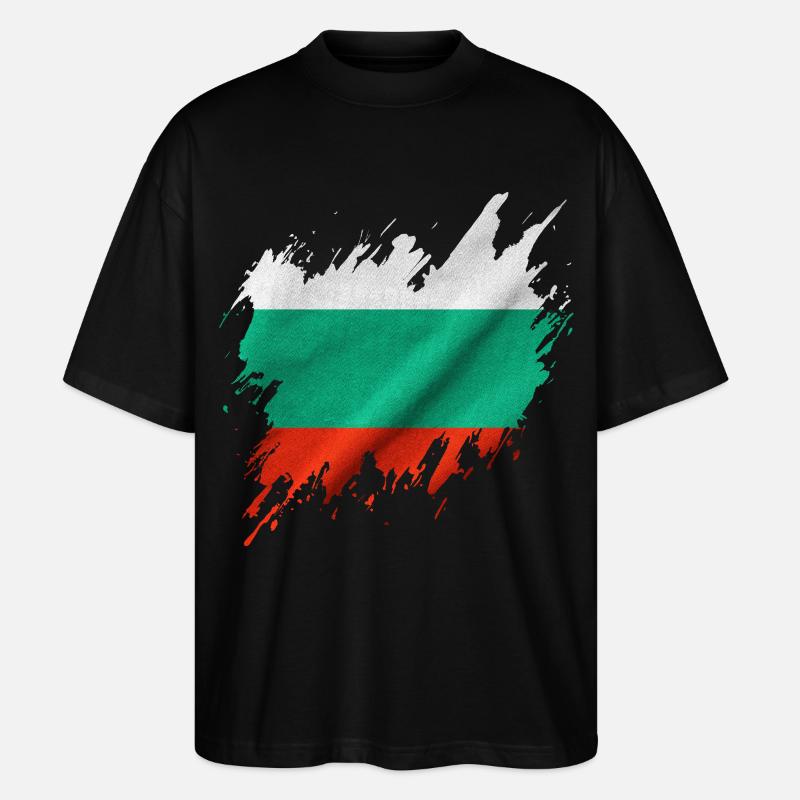Bulgarian flag, torn style - Stanley/Stella Oversized Unisex Organic T-shirt Blaster 2.0 - black