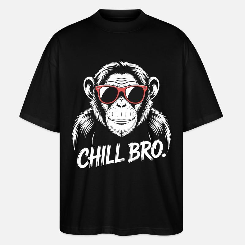 Chill Bro Affe Mit Sonnenbrille - Stanley/Stella Oversized Unisex Bio T-Shirt Blaster 2.0 - Schwarz