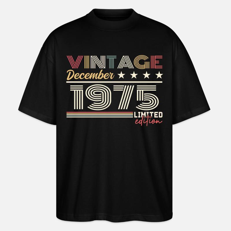 Geschenk Dezember 1975 - Stanley/Stella Oversized Unisex Bio T-Shirt Blaster 2.0 - Schwarz