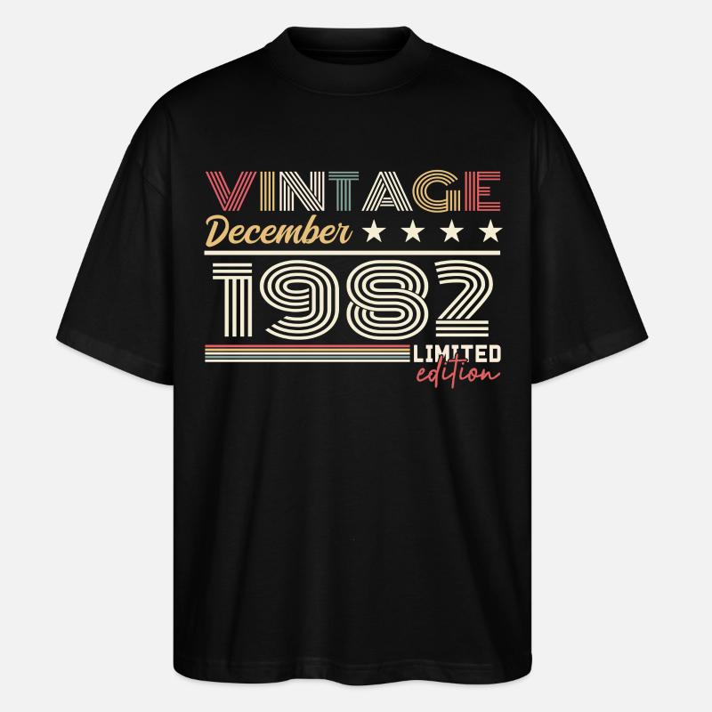 Geschenk Dezember 1982 - Stanley/Stella Oversized Unisex Bio T-Shirt Blaster 2.0 - Schwarz