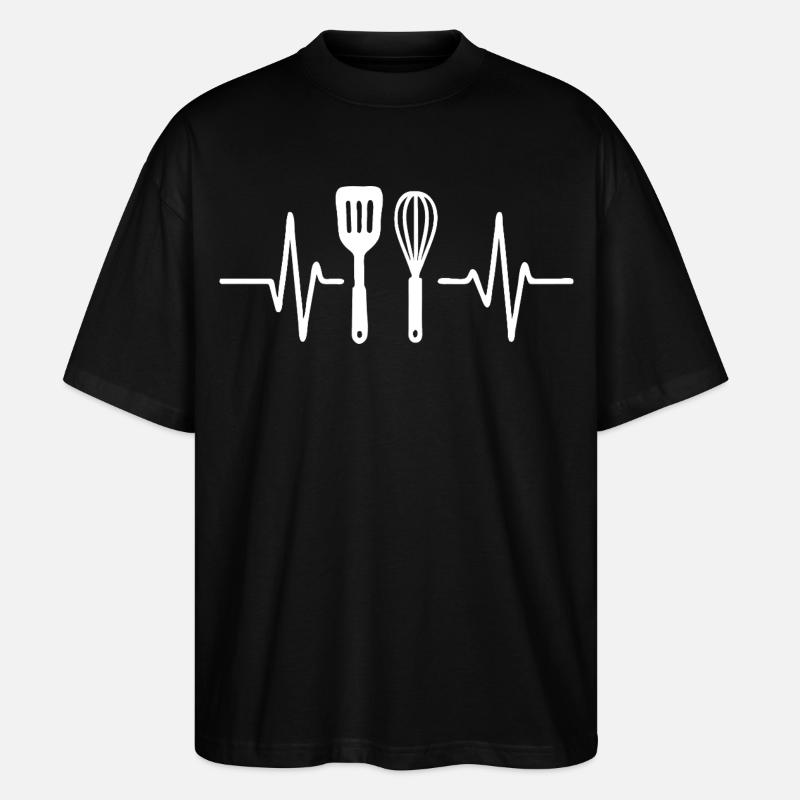 Heartbeat Kitchen Fork Design - Stanley/Stella Oversized Unisex Organic T-shirt Blaster 2.0 - black