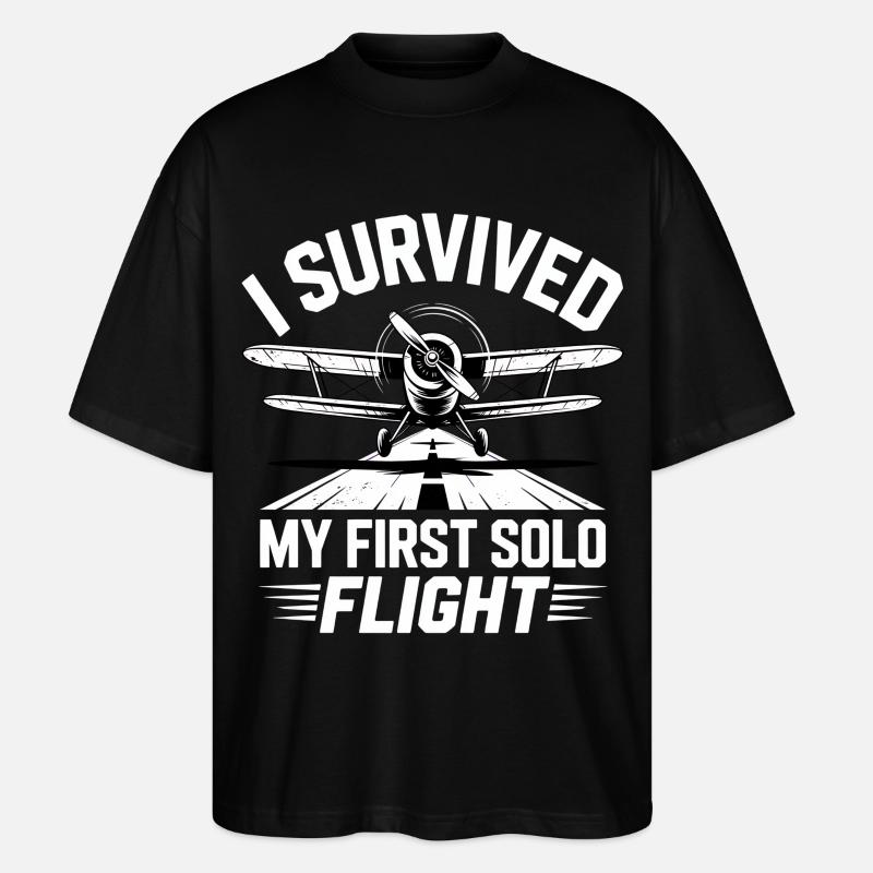 First Flight Airplane Flight - Stanley/Stella Oversized Unisex Organic T-shirt Blaster 2.0 - black