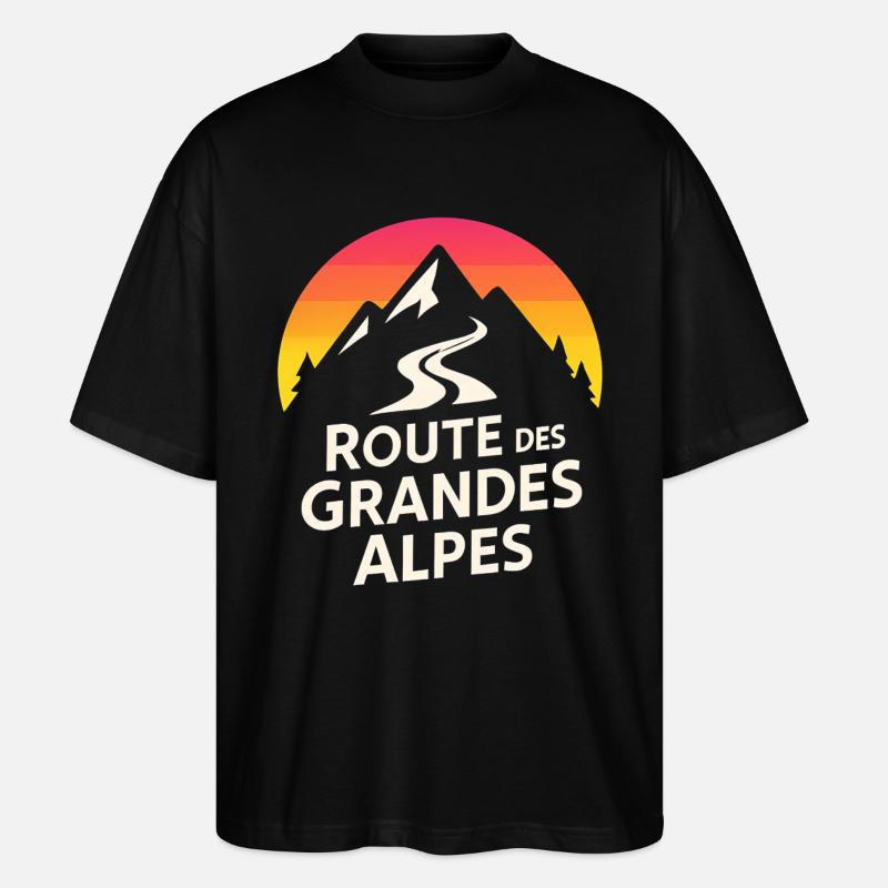 Alps Route Berg Logo - Stanley/Stella Oversized Unisex Bio T-Shirt Blaster 2.0 - Schwarz