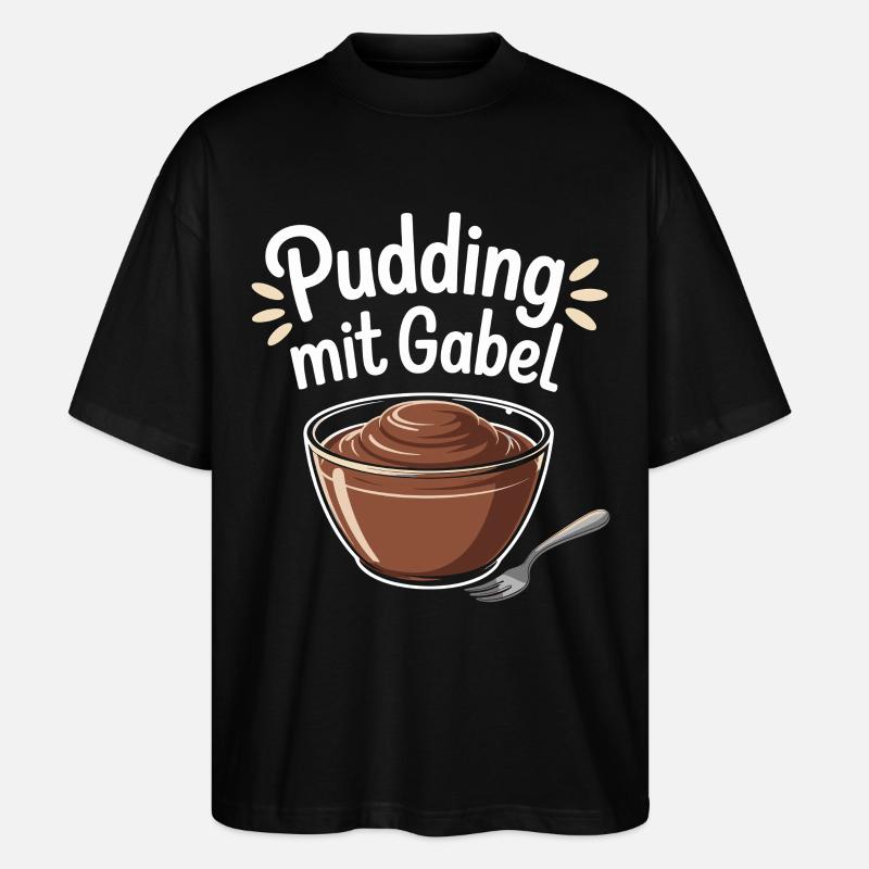 Pudding with fork - Stanley/Stella Oversized Unisex Organic T-shirt Blaster 2.0 - black