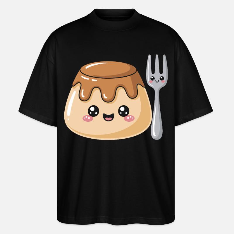 Pudding with fork - Stanley/Stella Oversized Unisex Organic T-shirt Blaster 2.0 - black