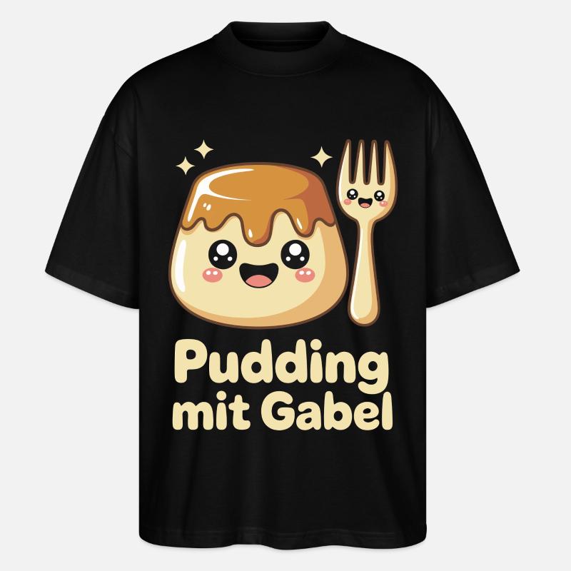 Pudding Mit Gabel - Stanley/Stella Oversized Unisex Bio T-Shirt Blaster 2.0 - Schwarz