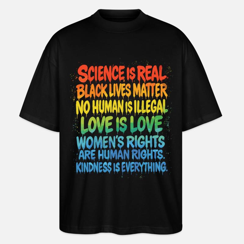 Rainbow Statement – Human Rights Pride - Stanley/Stella Oversized Unisex Organic T-shirt Blaster 2.0 - black