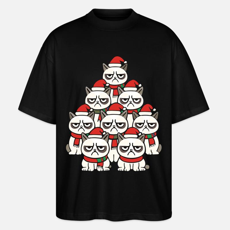  Grumpy Christmas Cats – Lustiges Katzen - Stanley/Stella Oversized Unisex Bio T-Shirt Blaster 2.0 - Schwarz