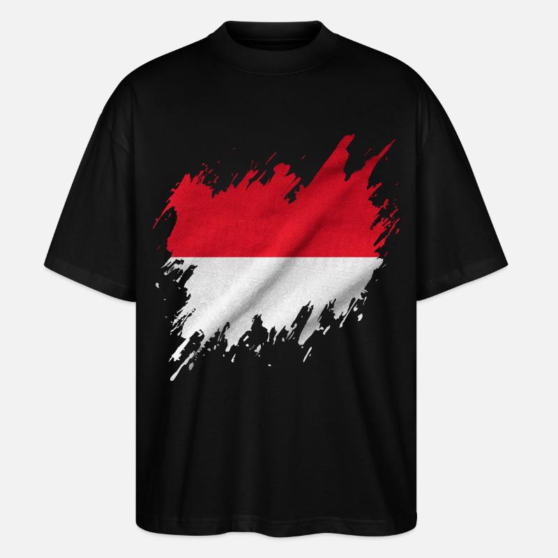Drapeau indonésien, style déchiré - T-shirt bio Blaster 2.0 coupe oversize Stanley/Stella Unisexe - noir
