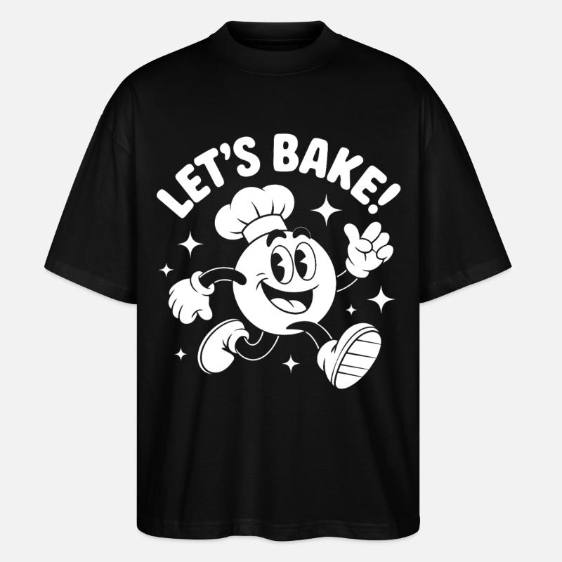 Baking with cheerful cartoon baker - Stanley/Stella Oversized Unisex Organic T-shirt Blaster 2.0 - black