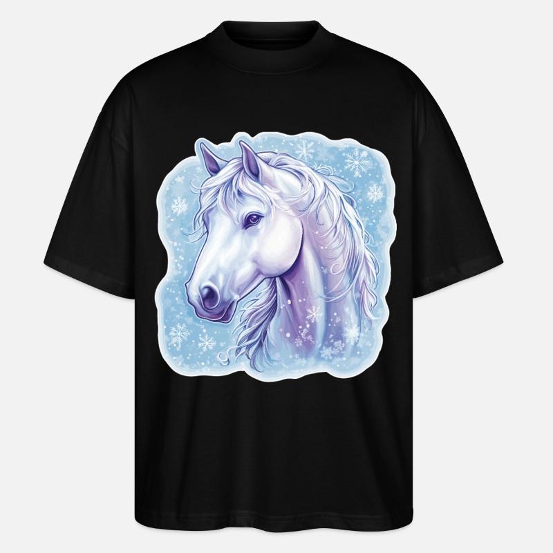 Pferd Schneeflocken  - Stanley/Stella Oversized Unisex Bio T-Shirt Blaster 2.0 - Schwarz