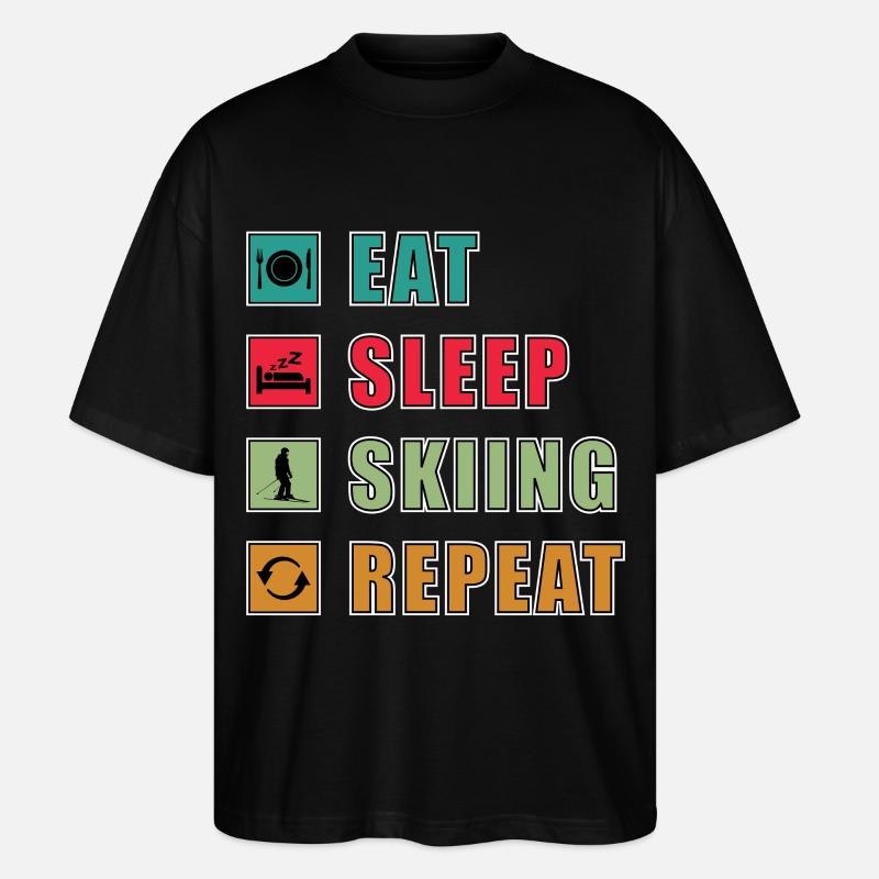 Manger Dormir Répéter le ski - T-shirt bio Blaster 2.0 coupe oversize Stanley/Stella Unisexe - noir