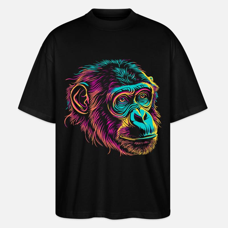 Neonaffen-Porträt Farbexplosion - Stanley/Stella Oversized Unisex Bio T-Shirt Blaster 2.0 - Schwarz
