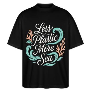 Moins de plastique, plus de mer – Protection de l’environnement et des océans - T-shirt bio Blaster 2.0 coupe oversize Stanley/Stella Unisexe - noir - Devant - Alina (178cm) & Michal (187cm)