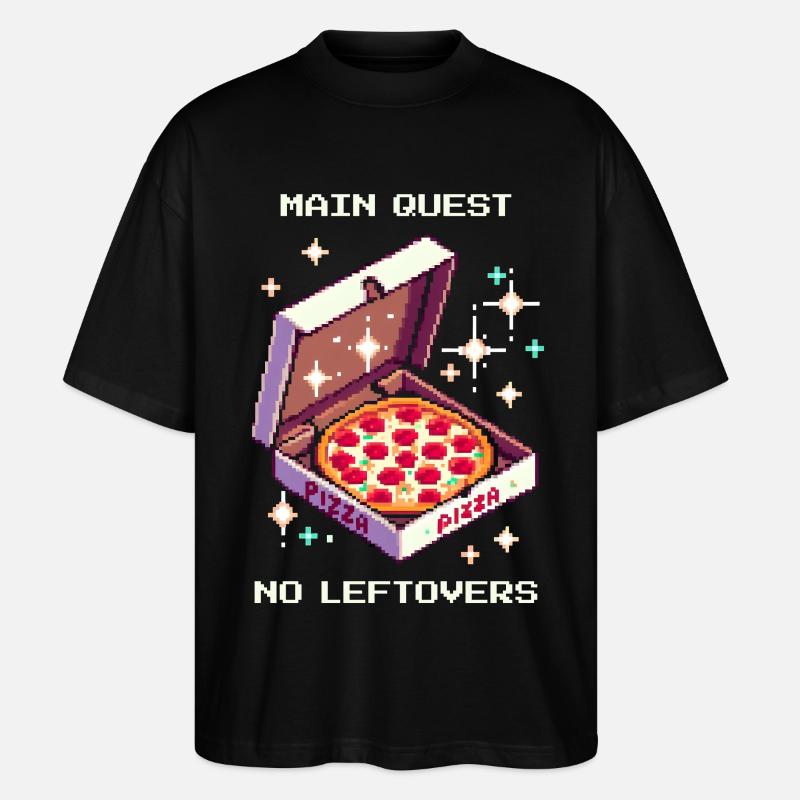 Quête principale : Pas de restes | Pizza RPG Humour - T-shirt bio Blaster 2.0 coupe oversize Stanley/Stella Unisexe - noir