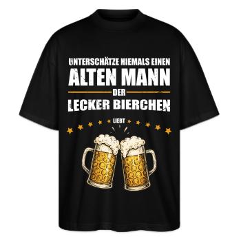 Cadeau pour le vieil homme qui aime la bière délicieuse - T-shirt bio Blaster 2.0 coupe oversize Stanley/Stella Unisexe - noir - Devant - Alina (178cm) & Michal (187cm)
