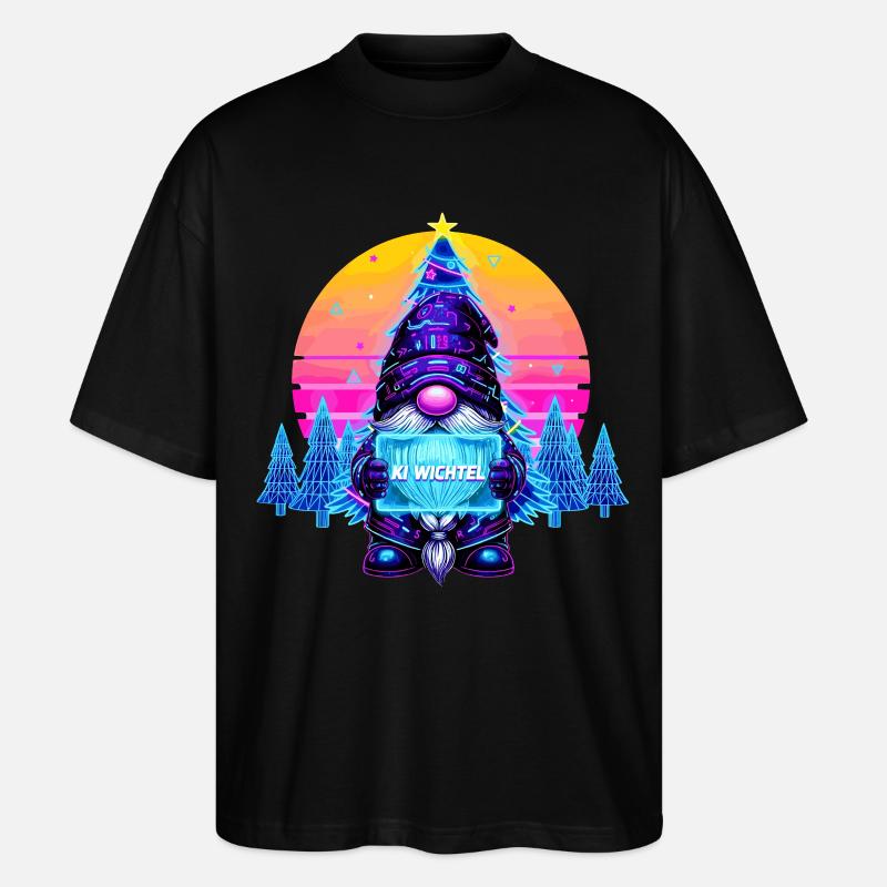 KI WICHTEL - Synthwave Retrowave 80s - Stanley/Stella Oversized Unisex Bio T-Shirt Blaster 2.0 - Schwarz