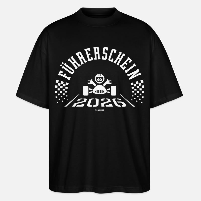 Führerschein 2026 (Fahranfänger / White) - Stanley/Stella Oversized Unisex Bio T-Shirt Blaster 2.0 - Schwarz