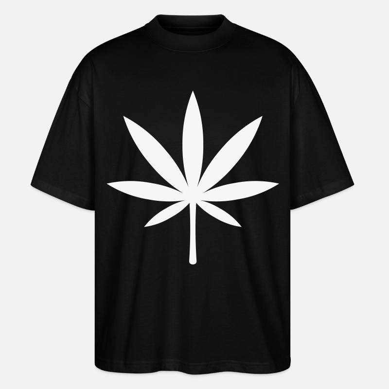 Cannabis / Marijuana / Hemp Leaf (White) - Stanley/Stella Oversized Unisex Organic T-shirt Blaster 2.0 - black