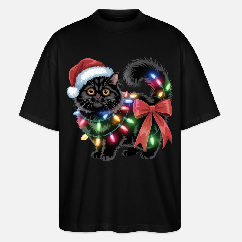 Weihnachten Katze  - Stanley/Stella Oversized Unisex Bio T-Shirt Blaster 2.0 - Schwarz