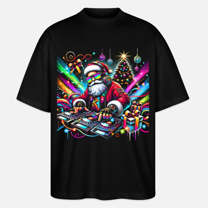 Neon Santa DJ Noël Pulse - T-shirt bio Blaster 2.0 coupe oversize Stanley/Stella Unisexe - noir