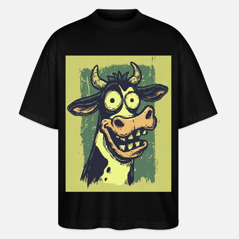 Groteske Kuh-Comic Karikaturen - Stanley/Stella Oversized Unisex Bio T-Shirt Blaster 2.0 - Schwarz