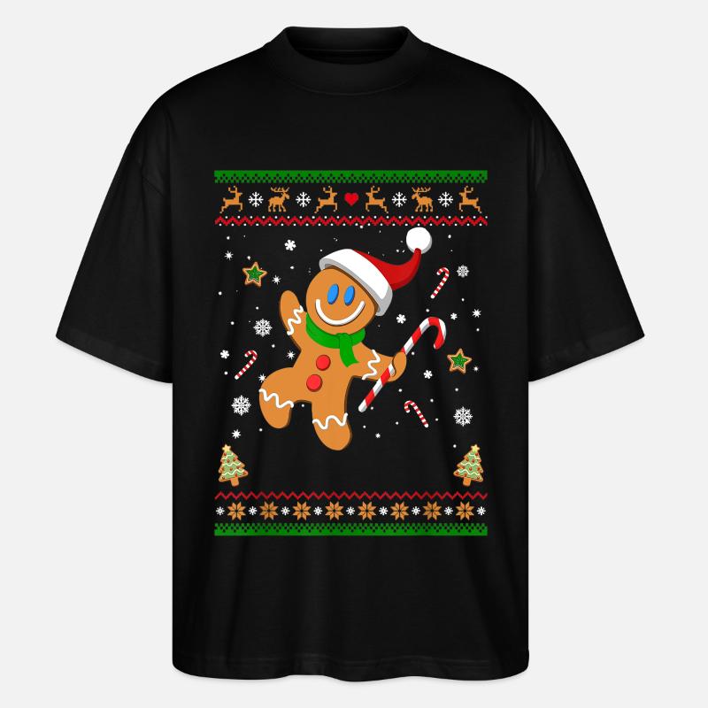 Hässliches Weihnachtspullover Lebkuchenmann Lustiges Geschenk - Stanley/Stella Oversized Unisex Bio T-Shirt Blaster 2.0 - Schwarz