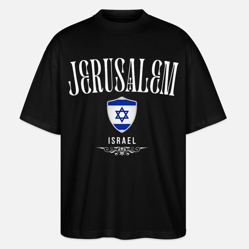 Souvenir de Jérusalem, j'aime Jérusalem - T-shirt bio Blaster 2.0 coupe oversize Stanley/Stella Unisexe - noir