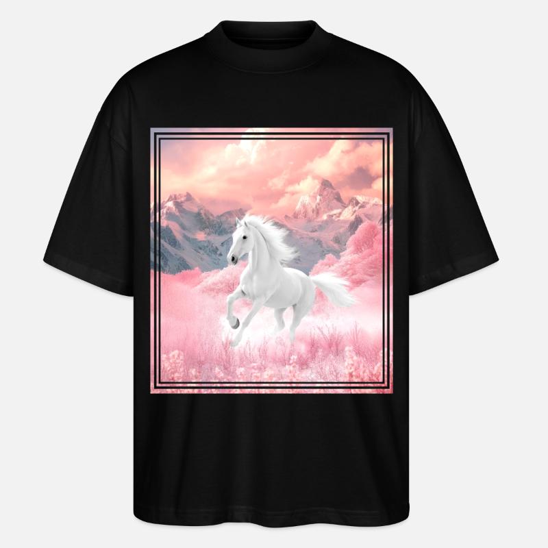 Pferd  - Stanley/Stella Oversized Unisex Bio T-Shirt Blaster 2.0 - Schwarz
