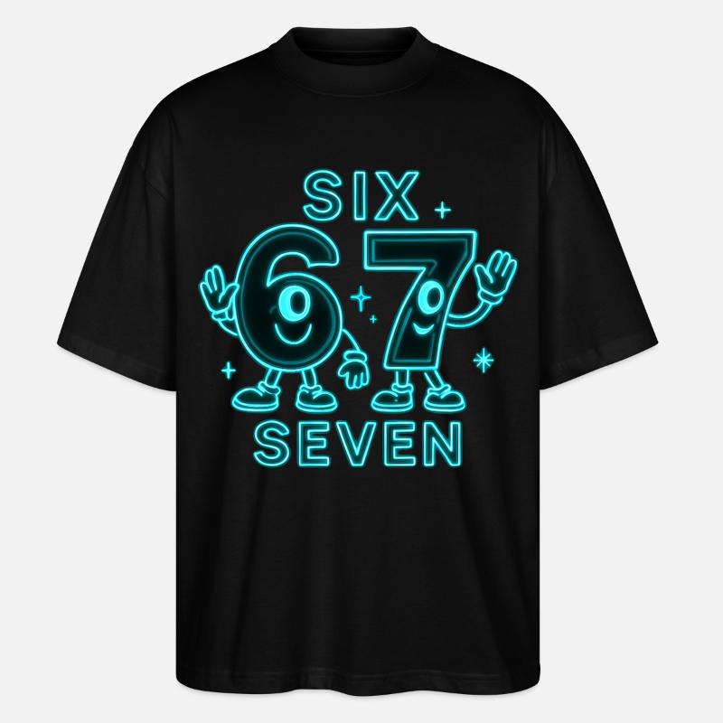 6 7 Sechs Sieben Meme Geschenk - Stanley/Stella Oversized Unisex Bio T-Shirt Blaster 2.0 - Schwarz