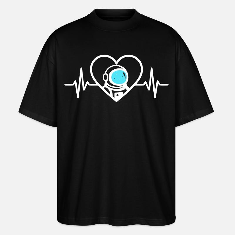 Astronaut Heart Cosmos Weltraumhelm - Stanley/Stella Oversized Unisex Bio T-Shirt Blaster 2.0 - Schwarz