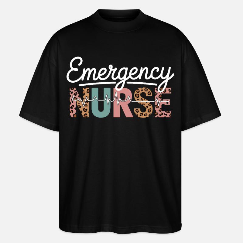 Emergency Nurse Leopard Print - Stanley/Stella Oversized Unisex Bio T-Shirt Blaster 2.0 - Schwarz