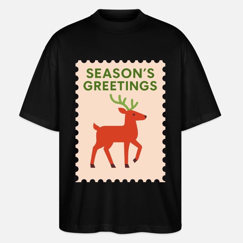 Weihnachtsgrüße Rentier Weihnachtskarte Design - Stanley/Stella Oversized Unisex Bio T-Shirt Blaster 2.0 - Schwarz