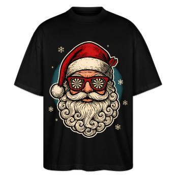 Lustiges Darts Weihnachtsmann Shirt Geschenk - Stanley/Stella Oversized Unisex Bio T-Shirt Blaster 2.0 - Schwarz - Vorne - Alina (178cm) & Michal (187cm)