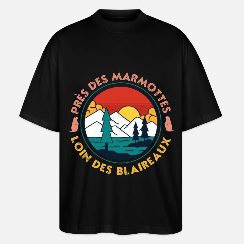 Sunset Mountain Pine Lake - Stanley/Stella Oversized Unisex Bio T-Shirt Blaster 2.0 - Schwarz