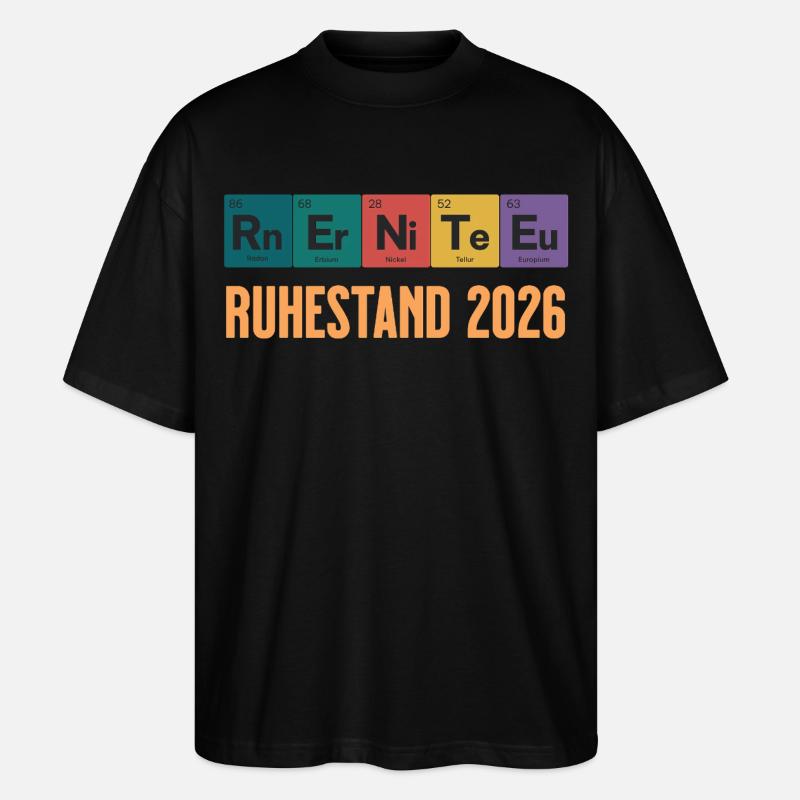 Rente 2026 Periodensystem Design - Stanley/Stella Oversized Unisex Bio T-Shirt Blaster 2.0 - Schwarz