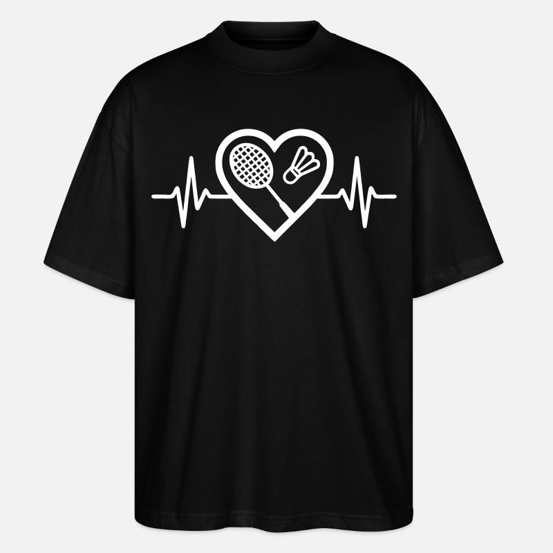 Herz + Badminton – Badminton Leidenschaft - Stanley/Stella Oversized Unisex Bio T-Shirt Blaster 2.0 - Schwarz