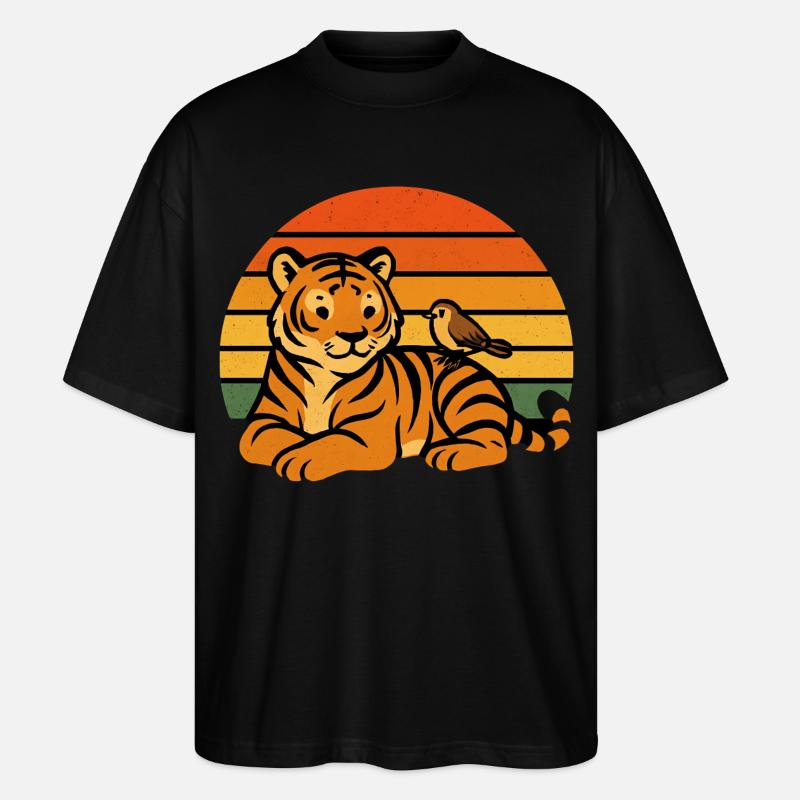 Tiger Vogel Tierfreundschaft - Stanley/Stella Oversized Unisex Bio T-Shirt Blaster 2.0 - Schwarz