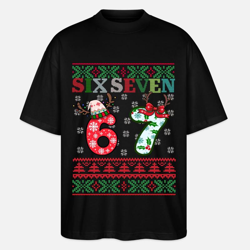 67 Christmas Funny Six Seven Meme - Stanley/Stella Oversized Unisex Bio T-Shirt Blaster 2.0 - Schwarz