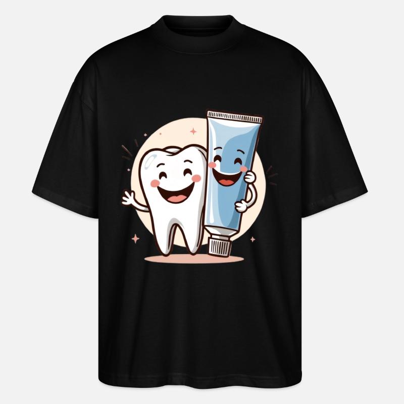 Dent souriante avec du dentifrice - T-shirt bio Blaster 2.0 coupe oversize Stanley/Stella Unisexe - noir