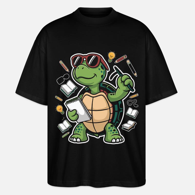 Lernende Schildkröte mit Stift - Stanley/Stella Oversized Unisex Bio T-Shirt Blaster 2.0 - Schwarz