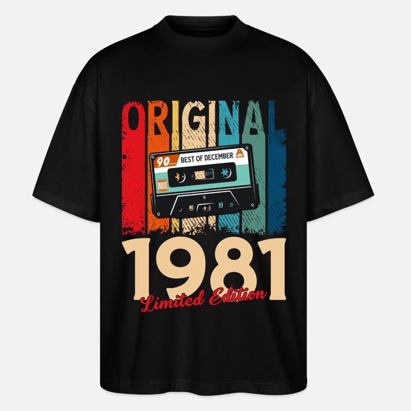 44e anniversaire cassette décembre 1981 - T-shirt bio Blaster 2.0 coupe oversize Stanley/Stella Unisexe - noir