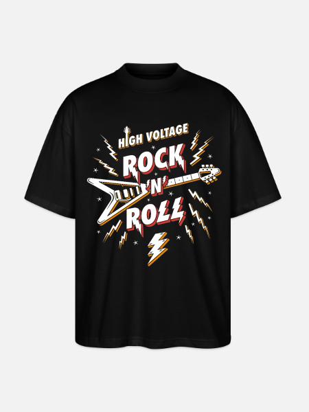 Hochspannungs-Rock'n'Roll-Gitarre - Stanley/Stella Oversized Unisex Bio T-Shirt Blaster 2.0 - Schwarz