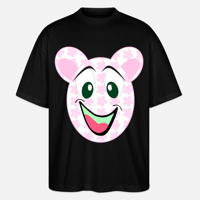 Bear Floral Pattern Smile - Stanley/Stella Oversized Unisex Organic T-shirt Blaster 2.0 - black