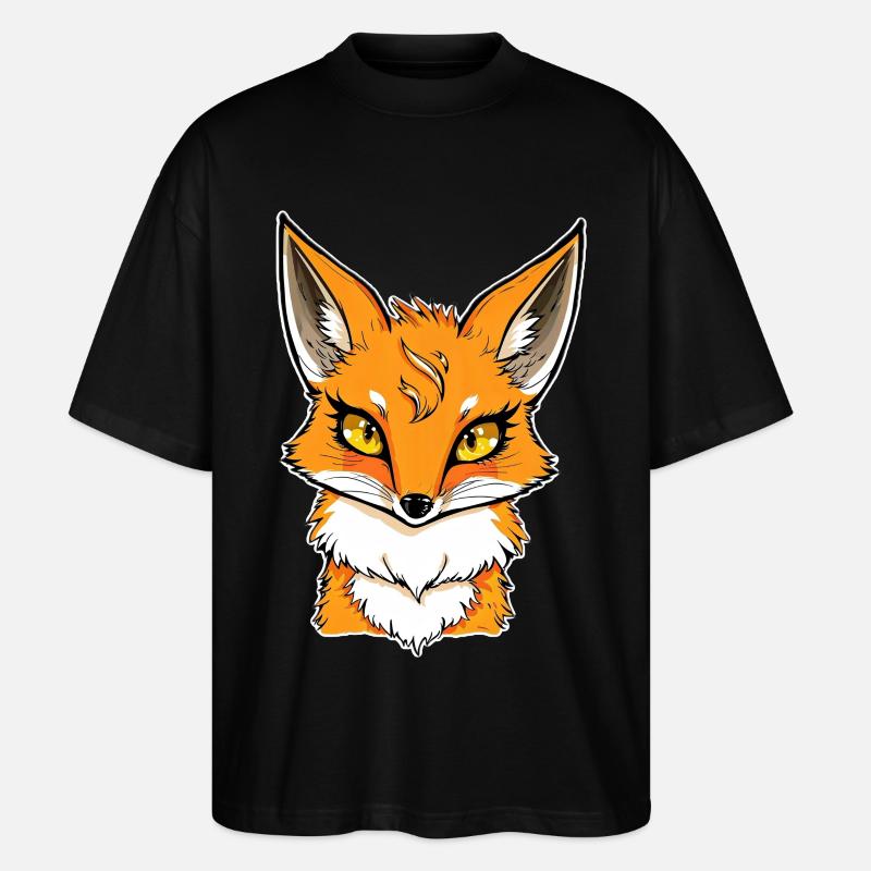 Fuchs Kopf Cartoon Illustration - Stanley/Stella Oversized Unisex Bio T-Shirt Blaster 2.0 - Schwarz