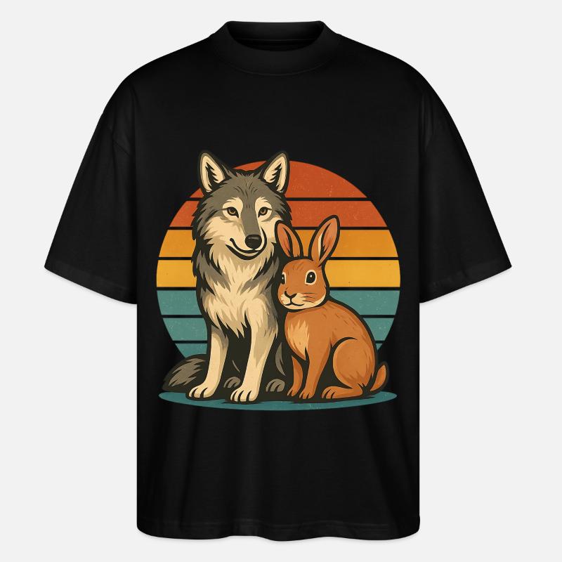 Wolf und Hase - Stanley/Stella Oversized Unisex Bio T-Shirt Blaster 2.0 - Schwarz