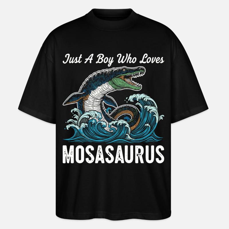 Juste un garçon qui aime Mosasaurus - T-shirt bio Blaster 2.0 coupe oversize Stanley/Stella Unisexe - noir